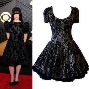 Vintage Betsey Johnson Velvet Lace Print Dress